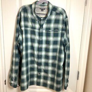 Eddie Bauer Men's Long Sleeve Green Plaid Button Down Shirt Size 2XL